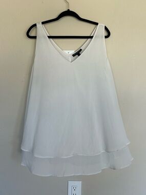 Lane Bryant White Layered Overlay Tiered Flowy Tank Top Women's Size 20  (1582)